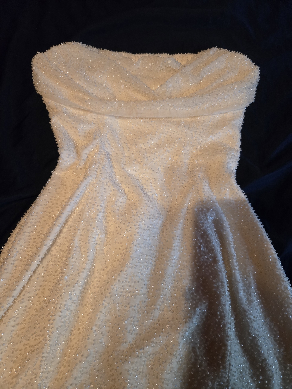 Oh Polly Strapless Cream Beaded Gown - Picture 2 of 6